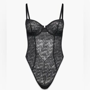 NEW SAVAGE X FENTY SIGNATURE SCRIPT UNDERWIRE TEDDY BLACK CAVIAR size Large NWT